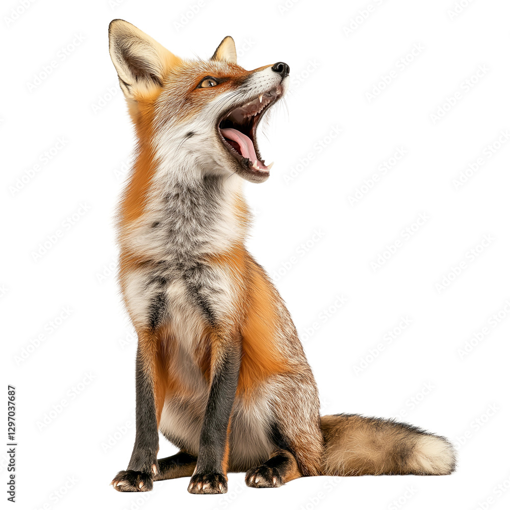 Majestic Fox Displaying Its Natural Behavior isolated on white or transparent background, png. Easy to place on any other background Majestic Fox Displaying Its Natural Behavior isolated on white or transparent background, png. Easy to place on any other background