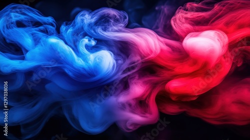 Ethereal Swirls of Red, White, and Blue Ink in Water Capture Motion