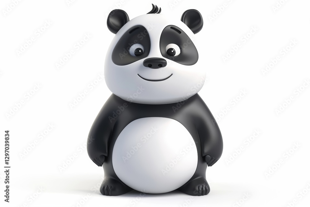 Naklejka premium Adorable cartoon panda with cheerful expression