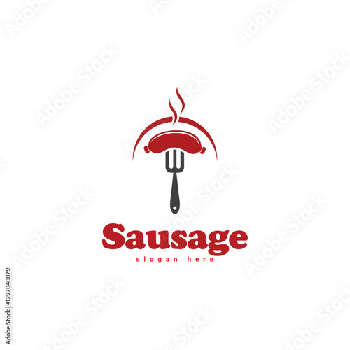 Barbecue meat grilled sausage logo vector symbol