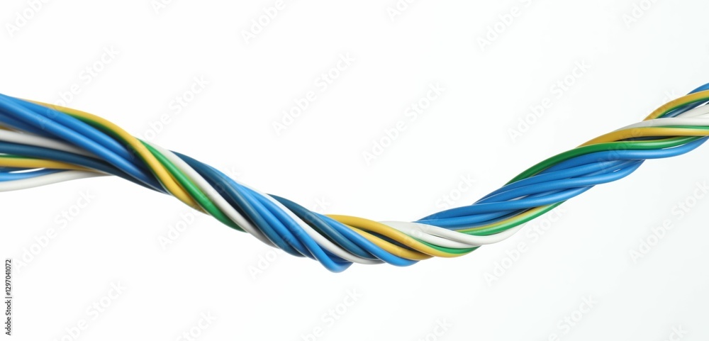 Many colorful electrical wires on white background Many colorful electrical wires on white background