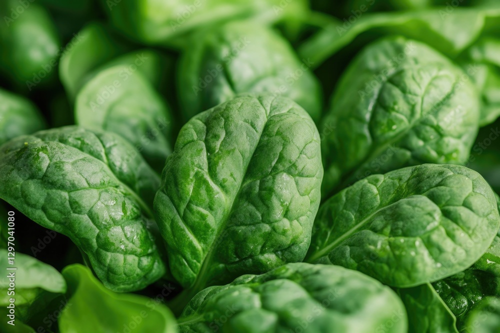 Obraz premium Fresh spinach leaves photographed in a close-up view