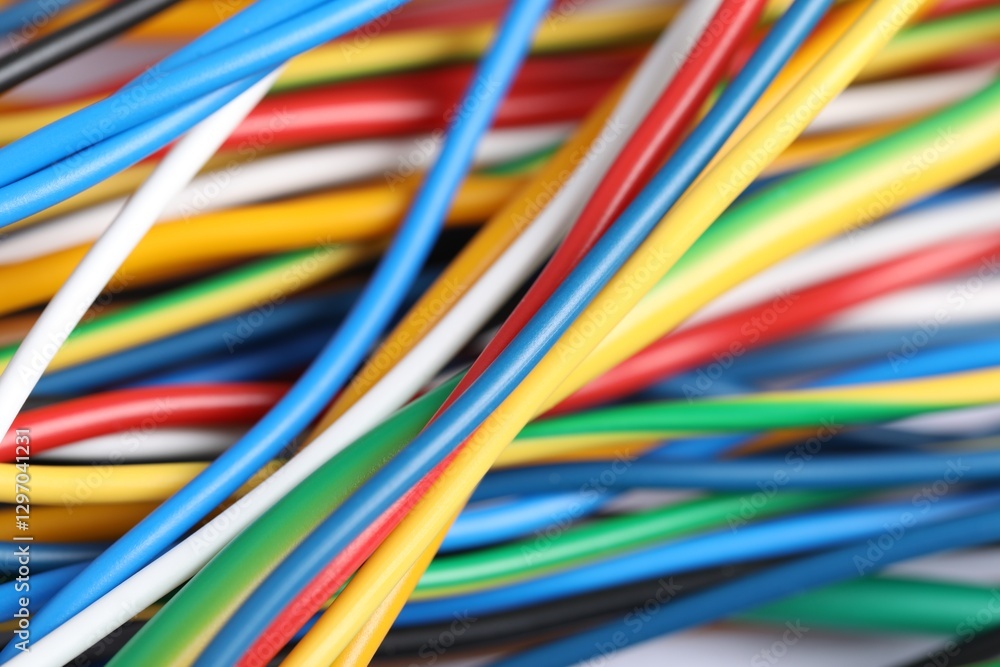 Many colorful electrical wires as background, closeup Many colorful electrical wires as background, closeup