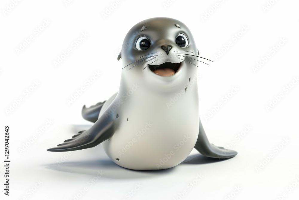 Obraz premium Adorable cartoon style seal with a cute smile for children's design