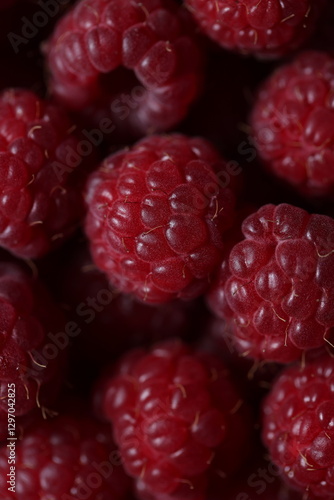 Wallpaper Mural Close-Up of Fresh Ripe Red Raspberries with Detailed Texture and Vibrant Color Torontodigital.ca