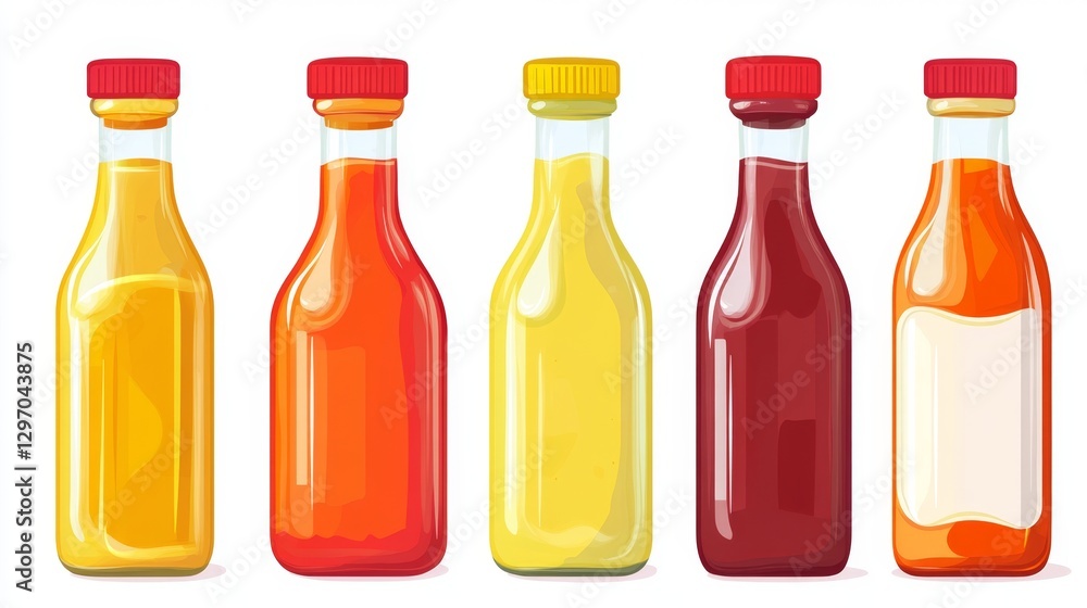 Colorful Variety of Condiment Bottles Colorful Variety of Condiment Bottles