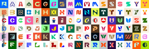 Logos collection with letters. Geometrical abstract logos. Icon design	
