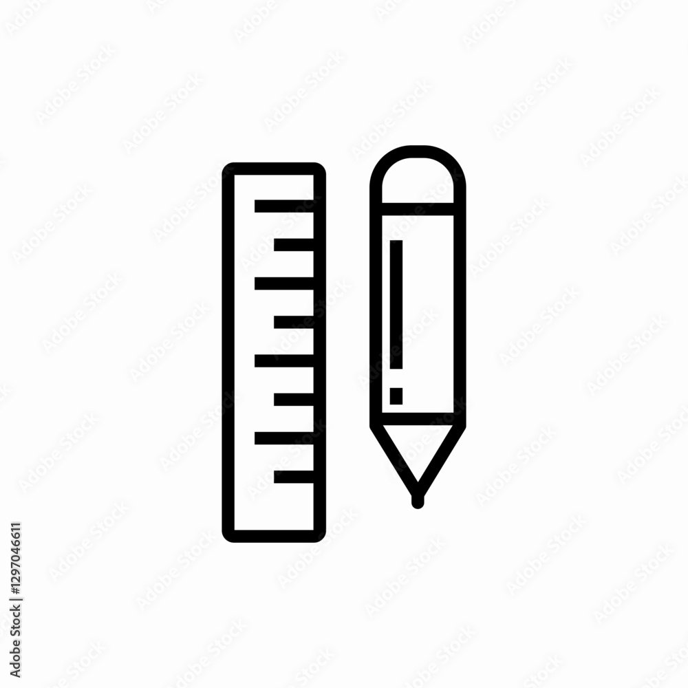 Pencil and ruler drawing icon vector sign Pencil and ruler drawing icon vector sign
