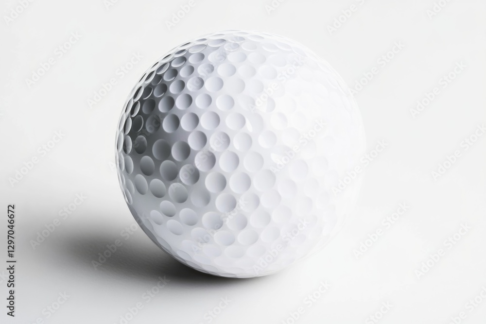 A close-up view of a golf ball on a white surface A close-up view of a golf ball on a white surface
