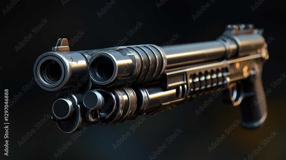 A close-up photo of a gun on a black background A close-up photo of a gun on a black background