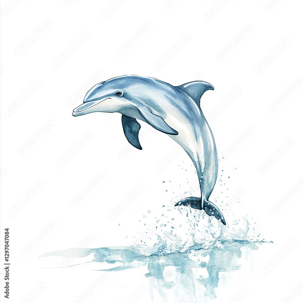 Fototapeta premium Delightful dolphin splashing in clear summer waters under bright sunlight. Generative AI