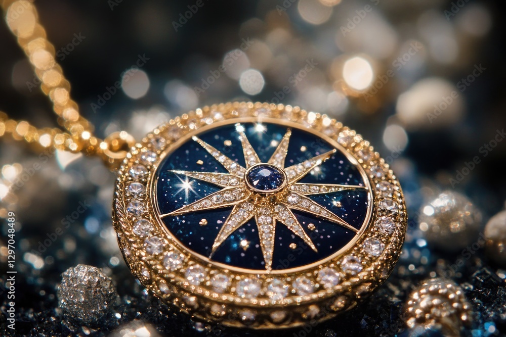 A detailed view of a necklace featuring a star pendant, suitable for use in jewelry or beauty contexts A detailed view of a necklace featuring a star pendant, suitable for use in jewelry or beauty contexts