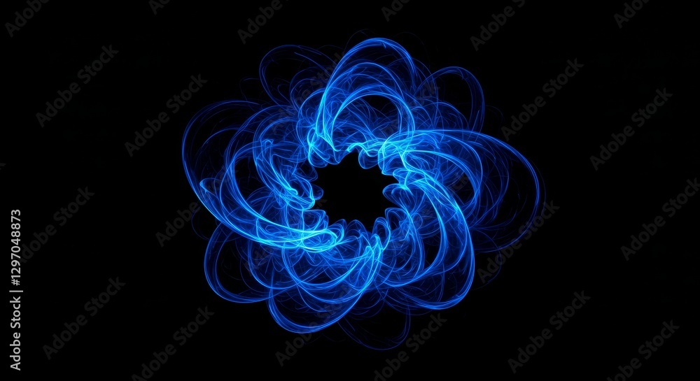 Obraz premium Blue Energy Vortex Abstract - Glowing blue abstract energy vortex with a black background. Perfect for technology, science, or mystical themes