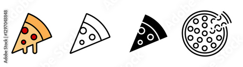 Pizza vector icon for fast food. Pizza slice icon