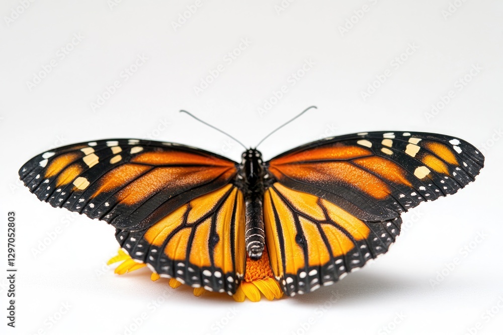 Fototapeta premium A single butterfly sitting on a white surface