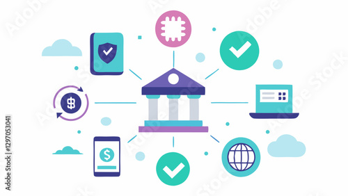 These descriptions can guide the creation of vector illustrations that communicate the key features and benefits of neobanks as simplified technologydriven financial services.