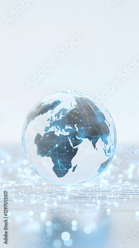 A globe with glowing light points representing global network connections

