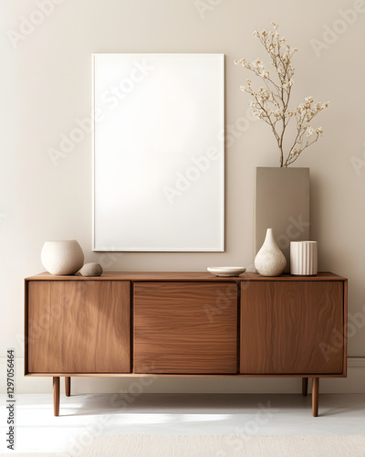 Salón minimalista con sofá moderno y luz natural en interior contemporáneo