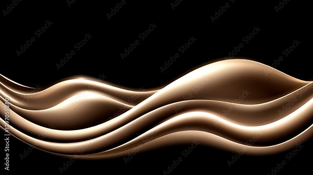 Obraz premium Elegant flowing bronze wave on black background for luxury design