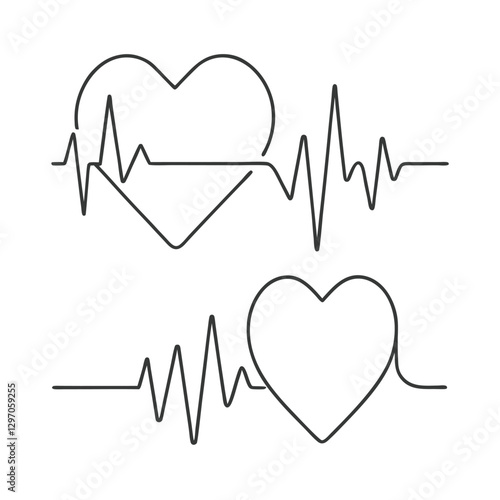 Heart beat pulse shape Love Symbol Icon vector illustration for Valentines Day coloring page book
