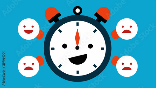Time Bomb An illustration of a clock with repeated faces showing different emotions happy sad stressed that act like a time bomb symbolizing the buildup of emotional pressure.