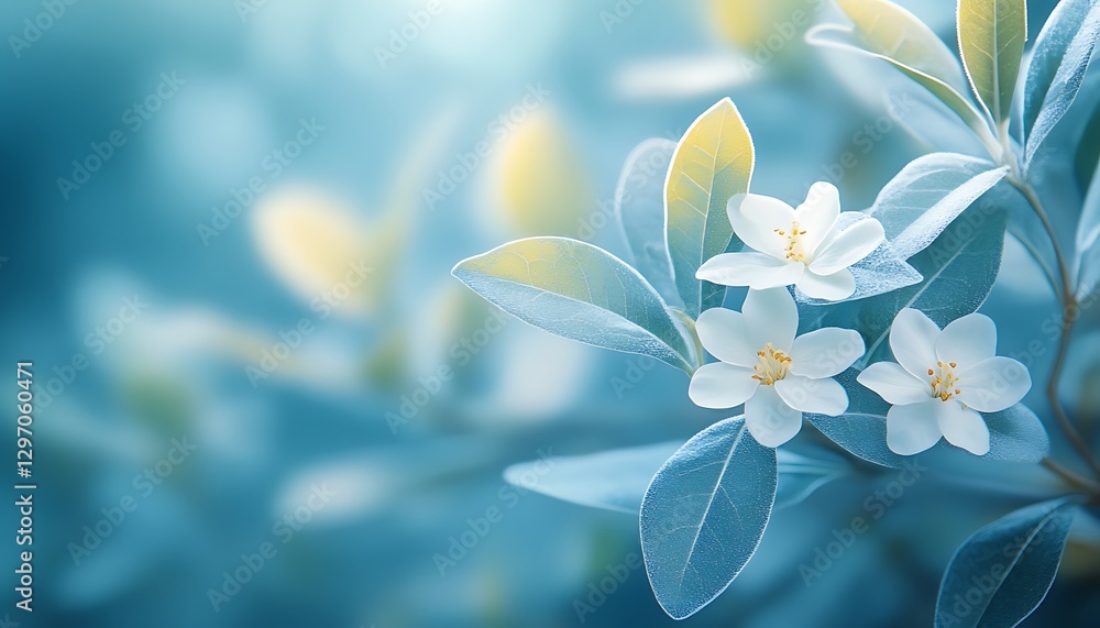 Naklejka premium Spring blossoms, garden, sunlit, peaceful background, card