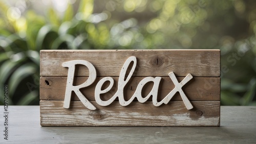 Rustic Wooden Relax Sign for Garden Decor.