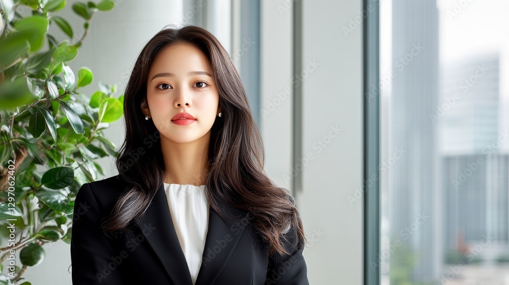 Young asian female professional in business attire in urban office setting Young asian female professional in business attire in urban office setting