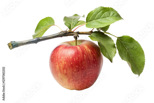 red apple with leaf isolated