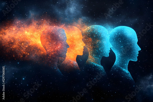 Conceptual representation of human consciousness amidst cosmic origins