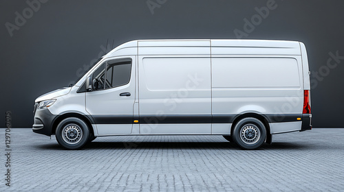 Blank delivery van side view studio shot