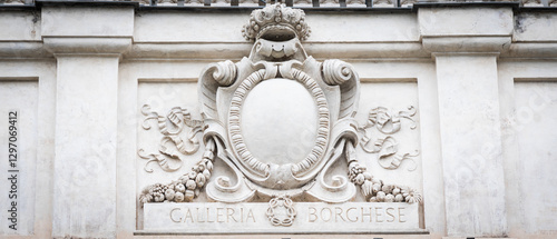 Obraz na płótnie Rome, Italy - Galleria Borghese - Borghese Gallery building - symbol above the entrance w salonie