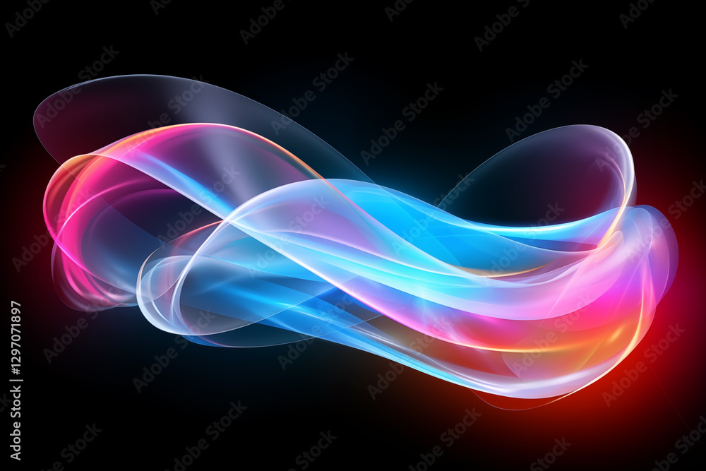Naklejka premium Colorful glowing, semi-transparent abstract element on a black background