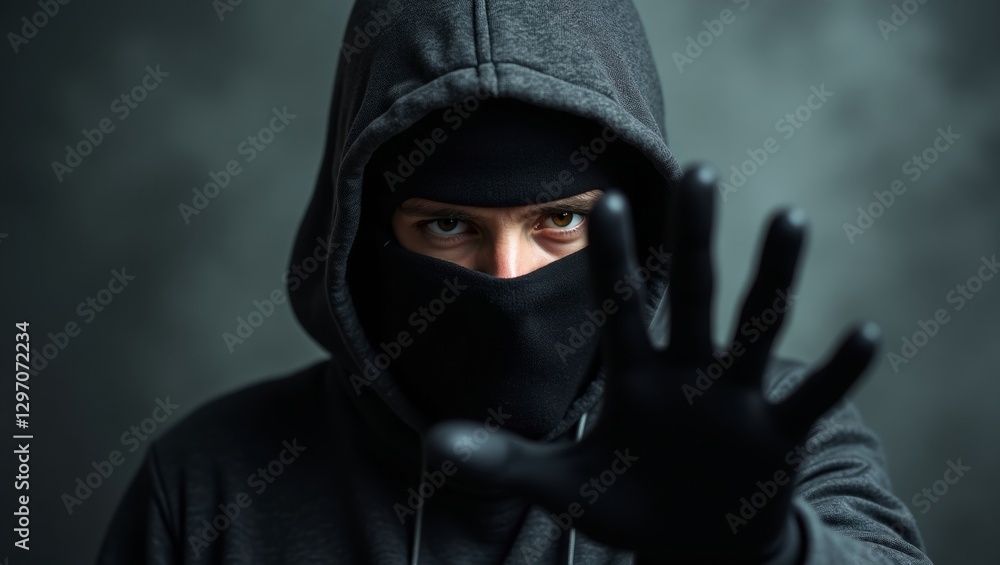 Determined gaze in balaclava Determined gaze in balaclava