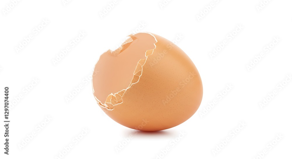 Cracked Eggshell Remains on White Background Food Preparation Concept Cracked Eggshell Remains on White Background Food Preparation Concept