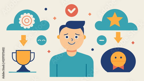 These illustrations can visually communicate the complex emotional and cognitive processes individuals go through in relation to success and failure.