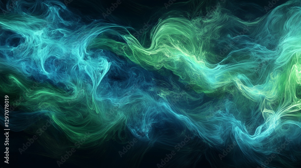 Abstract dark background with woosh wind effect with greens and blues Abstract dark background with woosh wind effect with greens and blues