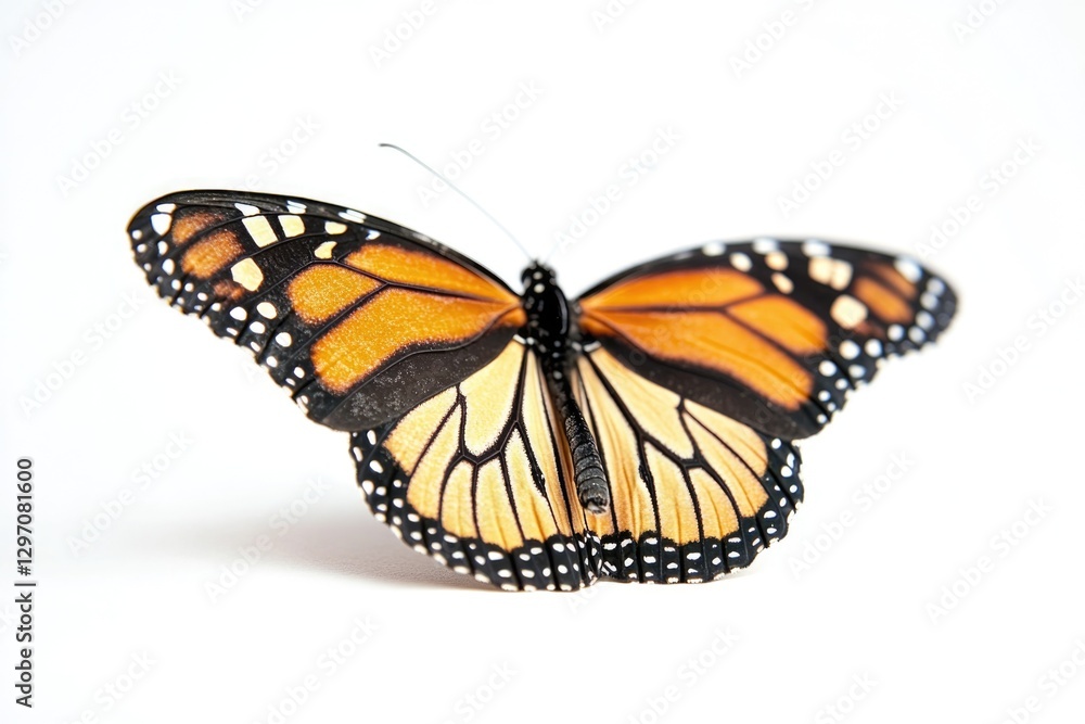 A close-up of a colorful butterfly perched on a white surface, perfect for use in designs related to nature and wildlife A close-up of a colorful butterfly perched on a white surface, perfect for use in designs related to nature and wildlife