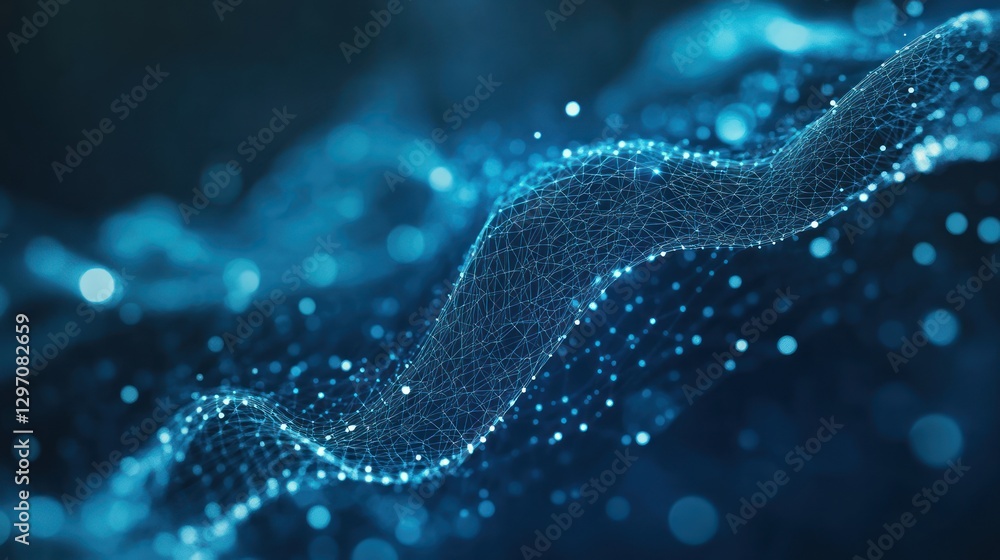 Abstract blue digital wave, glowing particles background, technology concept Abstract blue digital wave, glowing particles background, technology concept