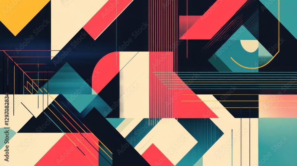 Abstract Geometric Composition with Triangles, Rectangles, Circles and Lines Abstract Geometric Composition with Triangles, Rectangles, Circles and Lines