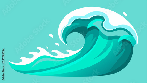 Turquoise and Refreshing A bright turquoise ocean wave with refreshing splashes conveying a sense of renewal and vitality inspiring feelings of freshness and adventure.