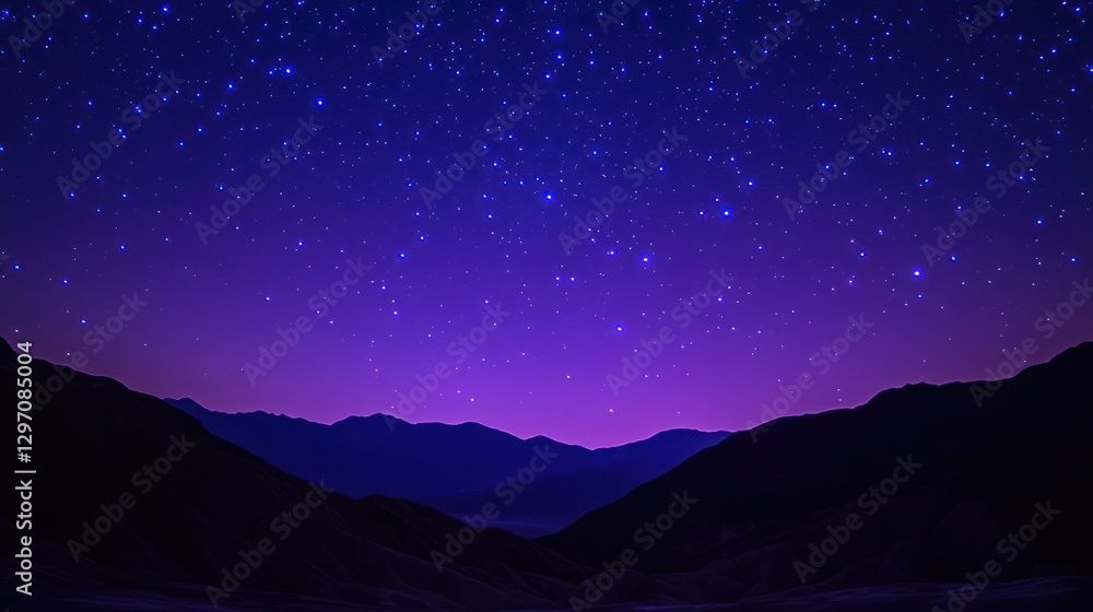Naklejka premium Starry Night Sky over Mountains