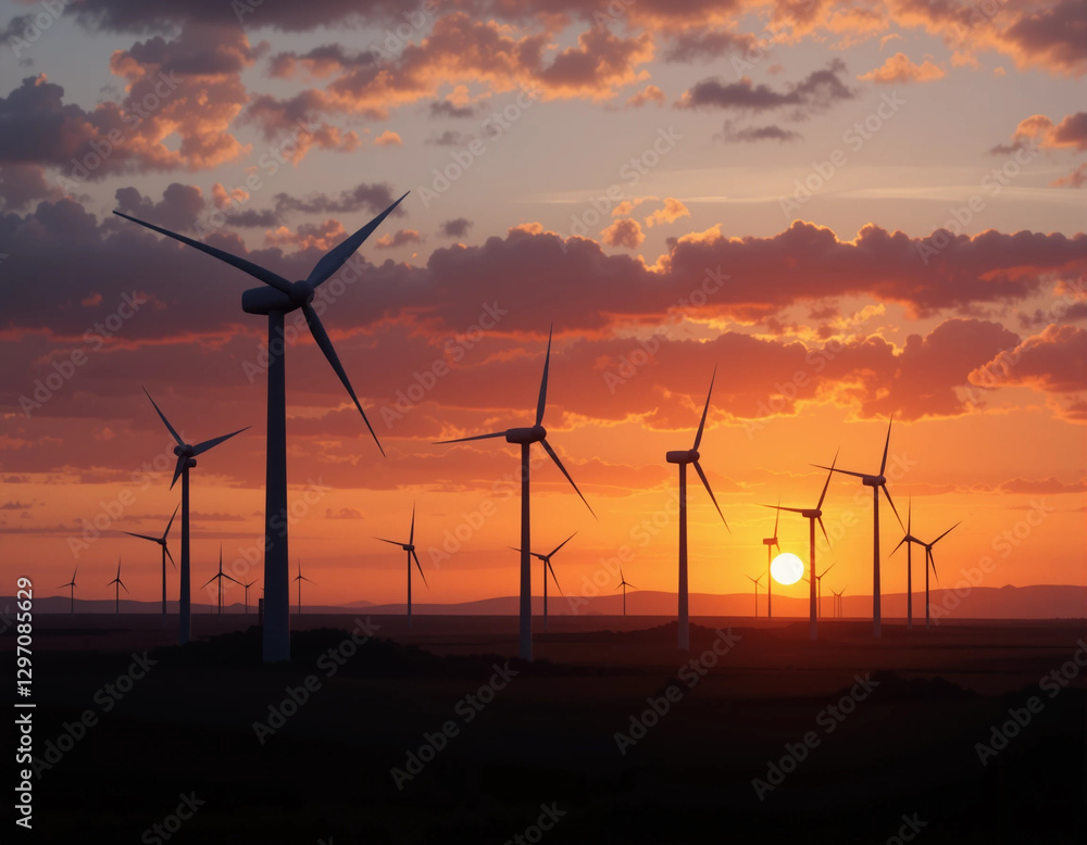 Wind Power at Sunset – A Vision of Sustainability Wind Power at Sunset – A Vision of Sustainability