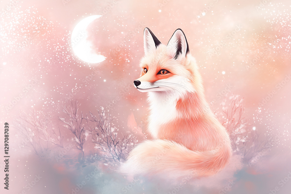 Fototapeta premium red fox vulpes, cute red fox, illustraton, fox illustration