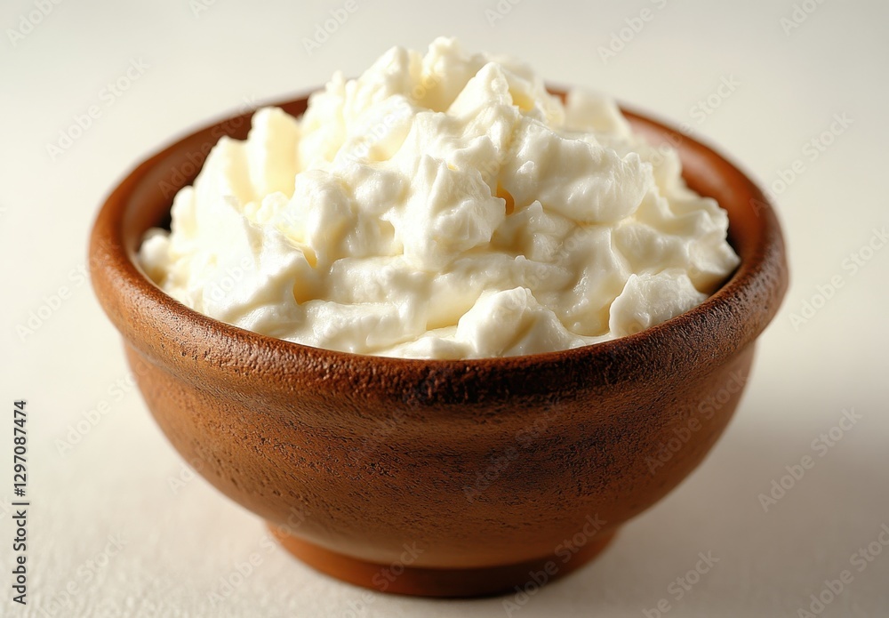 custom made wallpaper toronto digitalCreamy Fresh Cottage Cheese in Rustic Wooden Bowl on Light Background for Healthy Eating and Dairy Products in Culinary Recipes and Nutrition Concepts