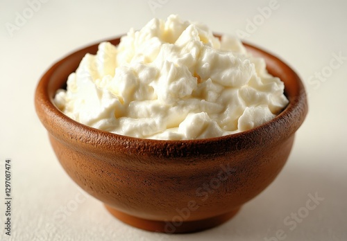 Wallpaper Mural Creamy Fresh Cottage Cheese in Rustic Wooden Bowl on Light Background for Healthy Eating and Dairy Products in Culinary Recipes and Nutrition Concepts Torontodigital.ca