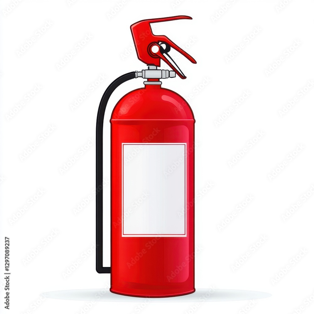 Obraz premium A bright red fire extinguisher with a sleek design, ready for use in case of emergency.