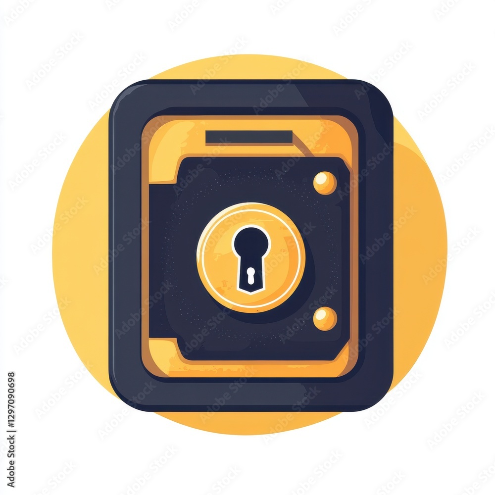 A modern, stylized safe with a shiny gold lock against a vibrant yellow backdrop. A modern, stylized safe with a shiny gold lock against a vibrant yellow backdrop.