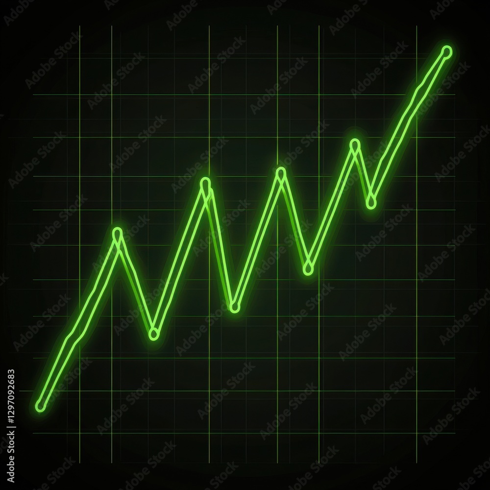 Dynamic green graph trend line illustrating growth and progress on a dark background. Dynamic green graph trend line illustrating growth and progress on a dark background.