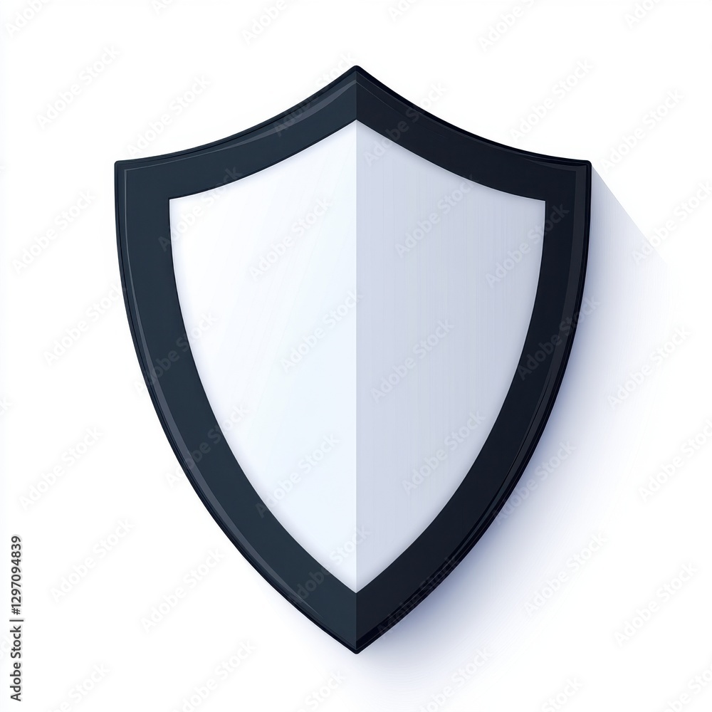 Stylized black and white shield icon representing security and protection. Stylized black and white shield icon representing security and protection.
